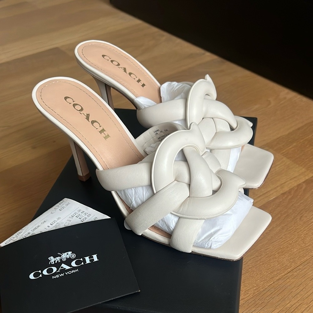 Coach Women's Cream Heeled Sandals